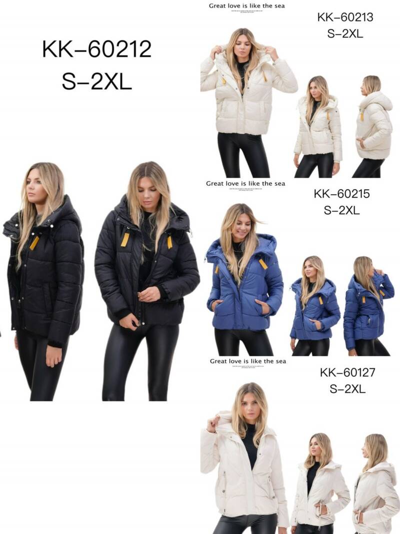 Kurtki damskie zimowe Roz S-2XL, 1 Kolor Paczka 5 szt